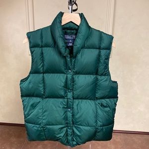 Land’s End Hunter Green Goose Down Snap Vest size Small 6-8